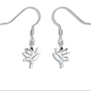 silver white turquoise bird of paradise earrings